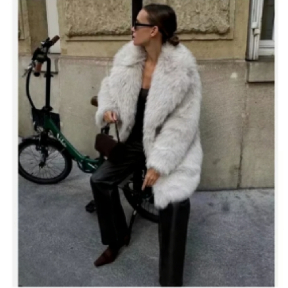 NWT ZARA Faux Fur Coat Ecru  Size XS - Picture 4 of 15